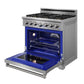 THOR Kitchen 36" 6 cu. ft. Professional Natural Gas Range with 6 Italian Brass Sealed Burners in Stainless Steel, XRG36E