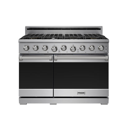 THOR Kitchen 48" 7.6 cu. ft. Professional Propane Gas Range with 7 Italian Brass Sealed Burners in Stainless Steel, XRG48ELP