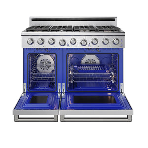 THOR Kitchen 48" 7.6 cu. ft. Professional Propane Gas Range with 7 Italian Brass Sealed Burners in Stainless Steel, XRG48ELP