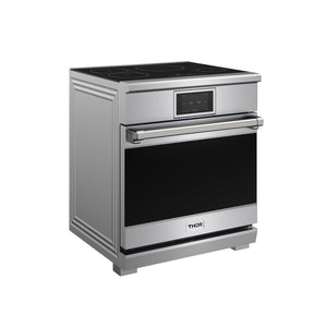 THOR Kitchen X Series 30" 4.8 cu. ft. Professional Smooth Glass Top Induction Range with Tilt Panel Touch Control, Self-Clean and Air Fry in Stainless Steel, XRI30E