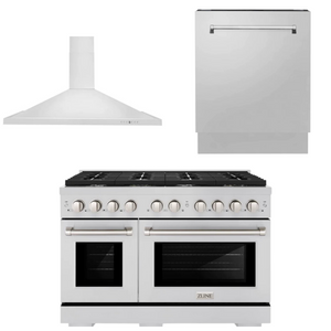 ZLINE Appliance Package - 48" Gas Range, Range Hood and Dishwasher, 3KP-SGRRH48-DWV