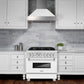 ZLINE Kitchen and Bath 36 in. Professional Gas Burner/Electric Oven in DuraSnow® Stainless with White Matte Door, RAS-WM-36