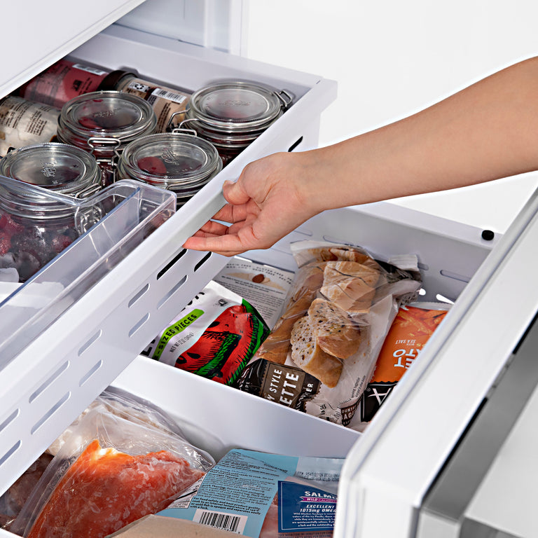 White fridge freezer with on sale water and ice dispenser
