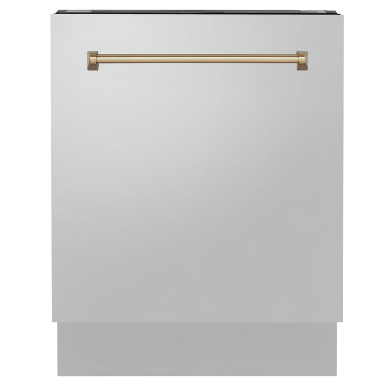 ZLINE Autograph Bronze Package - 36" Rangetop, 36" Range Hood, Dishwasher, Built-In Refrigerator, Microwave Oven, Wall Oven