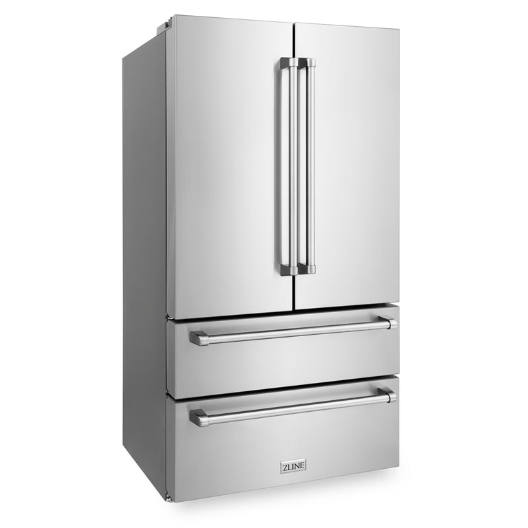 ZLINE Appliance Package - 48" Gas Range, Range Hood, Refrigerator with Ice Maker, Dishwasher and Microwave Drawer, 5KPR-SGRRH48-MWDWV