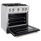 ZLINE 30" 4.2 cu. ft. Classic Gas Range with 4 Burners in DuraSnow® Stainless Steel with Black Matte Door, CGRS-BLM-30