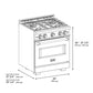 ZLINE 30" 4.2 cu. ft. Classic Gas Range with 4 Burners in DuraSnow® Stainless Steel with Black Matte Door, CGRS-BLM-30
