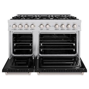 ZLINE 48" 6.7 cu. ft. Classic Double Oven Dual Fuel Range with 8 Burners in Stainless Steel with Black Matte Doors, CDR-BLM-48