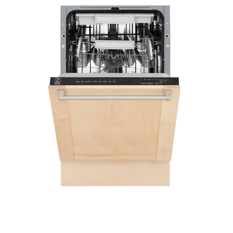 ZLINE 18" Tallac Series Built-In Dishwasher in Unfinished Wood with Stainless Steel Handles, DWV-UF-18