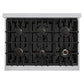 ZLINE Autograph 36" 5.2 cu. ft. Classic Dual Fuel Range with 6 Burners in Stainless Steel with Black Matte Door and Polished Gold Accents, CDRZ-BLM-36-G