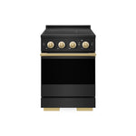 ZLINE Autograph Edition 24 in. 3.2 cu. ft. Marino Induction Range with 3 Element Cooktop and Electric Convection Oven in Black Stainless Steel with Polished Gold Accents (MINRBZ-24-G)