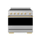 ZLINE Autograph Edition 36 in. 5.2 cu. ft. Marino Induction Range with 5 Element Cooktop and Electric Convection Oven in Satin Stainless Steel with Polished Gold Accents, MINRSZ-36-G