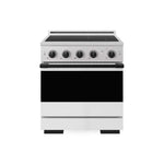 ZLINE Autograph Edition 30 in. 4.2 cu. ft. Marino Induction Range with 4 Element Cooktop and Electric Convection Oven in Satin Stainless Steel with White Matte Door and Matte Black Accents (MINRSZ-WM-30-MB)