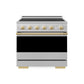 ZLINE Autograph Edition 36 in. 5.2 cu. ft. Marino Induction Range with 5 Element Cooktop and Electric Convection Oven in Stainless Steel with Polished Gold Accents, MINRZ-36-G