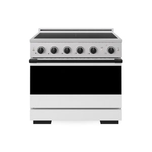ZLINE Autograph Edition 36 in. 5.2 cu. ft. Marino Induction Range with 5 Element Cooktop and Electric Convection Oven in Stainless Steel with White Matte Door and Matte Black Accents (MINRZ-WM-36-MB)