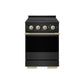 ZLINE Autograph 24 in. 3.2 cu. ft. Marino Induction Range with 3 Element Cooktop and Electric Convection Oven in Black Stainless Steel with Champagne Bronze Accents, MINRBZ-24-CB - Front Hero View