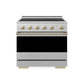ZLINE Autograph 36 in. 5.2 cu. ft. Marino Induction Range with 5 Element Cooktop and Electric Convection Oven in Satin Stainless Steel with Champagne Bronze Accents, MINRSZ-36-CB - Front Hero View