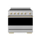ZLINE Autograph 36 in. 5.2 cu. ft. Marino Induction Range with 5 Element Cooktop and Electric Convection Oven in Stainless Steel with Champagne Bronze Accents, MINRZ-36-CB - Front Hero View