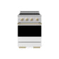ZLINE Autograph 24 in. 3.2 cu. ft. Marino Induction Range with 3 Element Cooktop and Electric Convection Oven in Stainless Steel with White Matte Door and Champagne Bronze Accents, MINRZ-WM-24-CB - Front Hero View