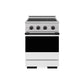 ZLINE Autograph 24 in. 3.2 cu. ft. Marino Induction Range with 3 Element Cooktop and Electric Convection Oven in Stainless Steel with White Matte Door and Matte Black Accents, MINRZ-WM-24-MB - Front Hero View