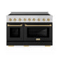 ZLINE Autograph Edition 48" Paramount Induction Range with 7 Element Cooktop in Stainless Steel with Black Matte Doors and Champagne Bronze Accents, SINRZ-BLM-48-CB
