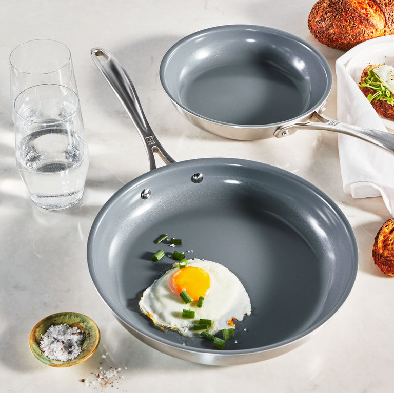 ZWILLING 4.6 Qt. Stainless Steel Ceramic Non-Stick Perfect Pan, Spirit 3-Ply Ceramic Series