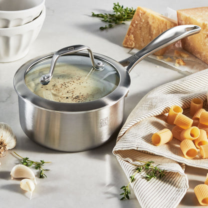 ZWILLING 3 Qt. Stainless Steel Ceramic Non-Stick Sauce Pan, Spirit 3-Ply Ceramic Series