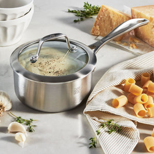 ZWILLING 4 Qt. Stainless Steel Ceramic Non-Stick Sauce Pan, Spirit 3-Ply Ceramic Series