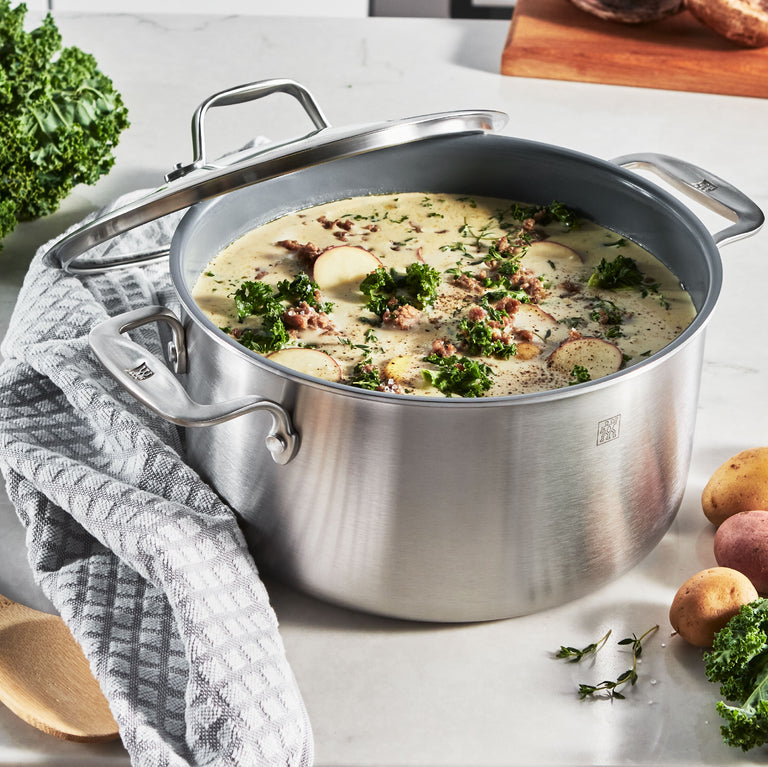 ZWILLING 4.6 Qt. Stainless Steel Ceramic Non-Stick Perfect Pan, Spirit 3-Ply Ceramic Series