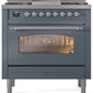ILVE Nostalgie II 36" Dual Fuel Natural Gas Range in Blue Grey with Chrome Trim, UP36FNMPBGC