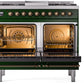 ILVE Nostalgie II 40" Dual Fuel Propane Gas Range in Emerald Green with Bronze Trim, UPD40FNMPEGBLP