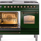 ILVE Nostalgie II 40" Dual Fuel Propane Gas Range in Emerald Green with Bronze Trim, UPD40FNMPEGBLP