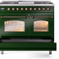 ILVE Nostalgie II 40" Dual Fuel Propane Gas Range in Emerald Green with Bronze Trim, UPD40FNMPEGBLP
