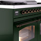 ILVE Nostalgie II 40" Dual Fuel Propane Gas Range in Emerald Green with Bronze Trim, UPD40FNMPEGBLP
