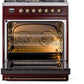 ILVE Nostalgie II 30" Dual Fuel Propane Gas Range in Burgundy with Bronze Trim, UP30NMPBUBLP