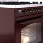 ILVE Nostalgie II 30" Dual Fuel Propane Gas Range in Burgundy with Bronze Trim, UP30NMPBUBLP