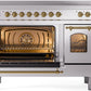 ILVE Nostalgie II 48" Induction Range with Element Stove and Electric Oven in Stainless Steel with Copper Trim, UPI486NMPSSP
