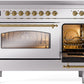 ILVE Nostalgie II 48" Induction Range with Element Stove and Electric Oven in Stainless Steel with Copper Trim, UPI486NMPSSP