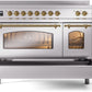 ILVE Nostalgie II 48" Induction Range with Element Stove and Electric Oven in Stainless Steel with Copper Trim, UPI486NMPSSP