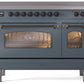 ILVE Nostalgie II 48" Induction Range with Element Stove and Electric Oven in Blue Grey with Bronze Trim, UPI486NMPBGB
