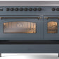 ILVE Nostalgie II 48" Induction Range with Element Stove and Electric Oven in Blue Grey with Bronze Trim, UPI486NMPBGB