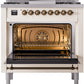 ILVE Nostalgie II 36" Dual Fuel Propane Gas Range in Antique White with Bronze Trim, UP36FNMPAWBLP