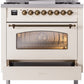 ILVE Nostalgie II 36" Dual Fuel Propane Gas Range in Antique White with Bronze Trim, UP36FNMPAWBLP