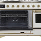 ILVE Majestic II 48" Dual Fuel Natural Gas Range in White with Brass Trim, UM12FDNS3WHG