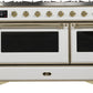 ILVE Majestic II 48" Dual Fuel Natural Gas Range in White with Brass Trim, UM12FDNS3WHG