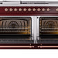 ILVE Nostalgie II 60" Dual Fuel Propane Gas Range in Burgundy with Copper Trim, UP60FSNMPBUPLP