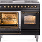 ILVE Nostalgie II 40" Dual Fuel Natural Gas Range in Black with Bronze Trim, UPD40FNMPBKB