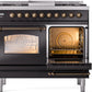 ILVE Nostalgie II 40" Dual Fuel Natural Gas Range in Black with Bronze Trim, UPD40FNMPBKB