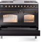 ILVE Nostalgie II 40" Dual Fuel Natural Gas Range in Black with Bronze Trim, UPD40FNMPBKB