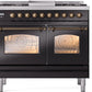 ILVE Nostalgie II 40" Dual Fuel Natural Gas Range in Black with Bronze Trim, UPD40FNMPBKB
